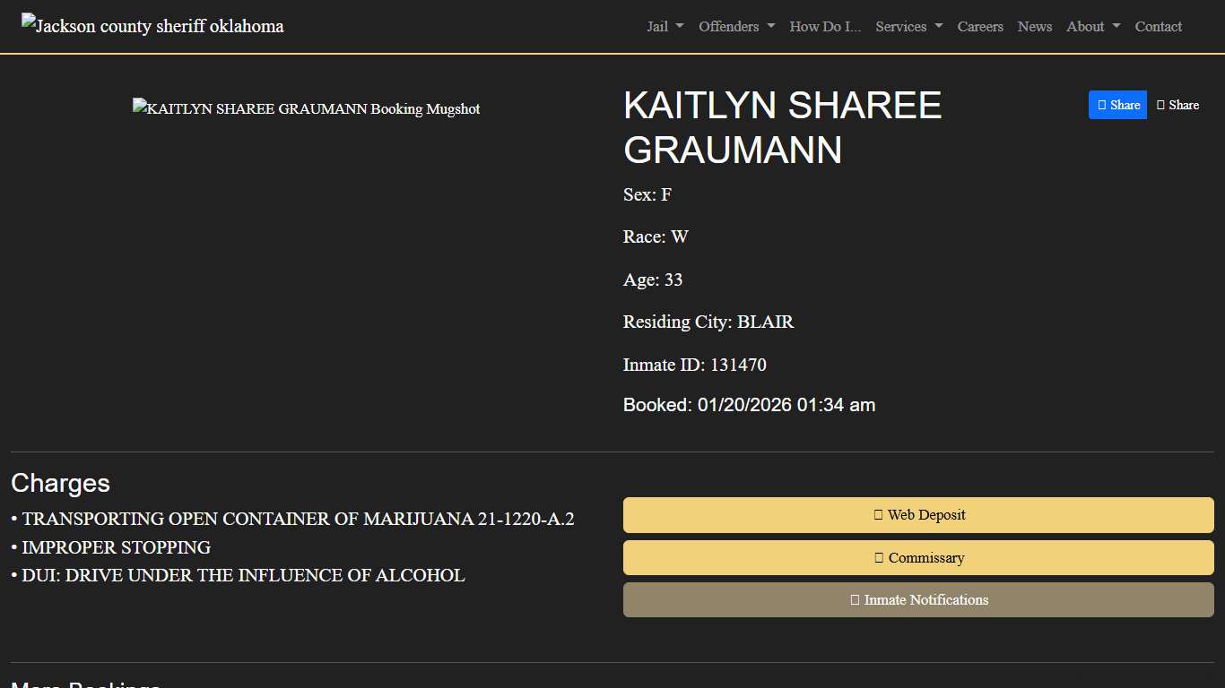 KAITLYN GRAUMANN Booked at the Jackson County Jail