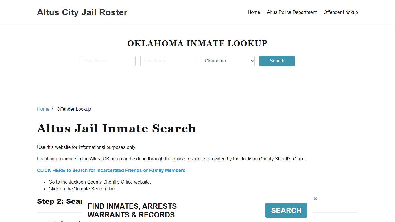 Altus, OK Detainee Lookup