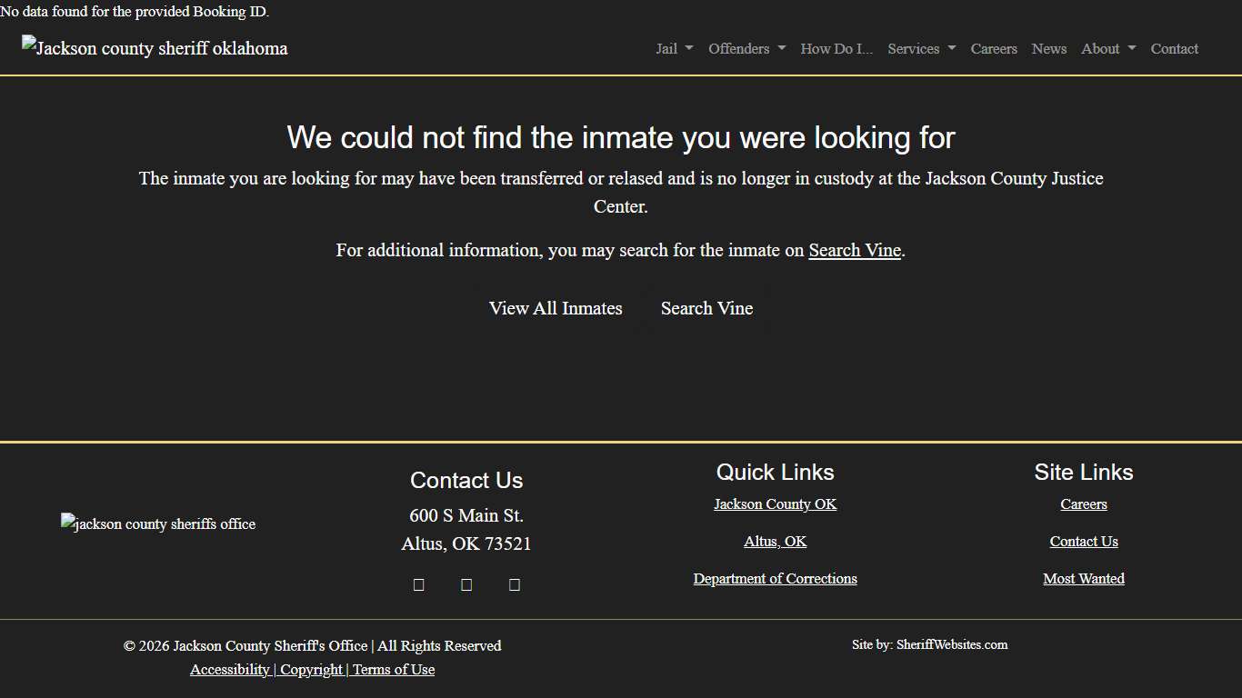 <br /> <b>Warning</b>: Undefined variable $FName in <b>/home/jacksoncountyso/public_html/inmate.php</b> on line <b>21</b><br /> <br /> <b>Deprecated</b>: htmlspecialchars(): Passing null to parameter #1 ($string) of type string is deprecated in <b>/home/jacksoncountyso/public_html/inmate.php</b> on line <b>21</b><br /> <br /> <b>Warning</b>: Undefined variable $LName in <b>/home/jacksoncountyso/public_html/inmate.php</b> on line <b>21</b><br /> <br /> <b>Deprecated</b>: htmlspecialchars(): Passi